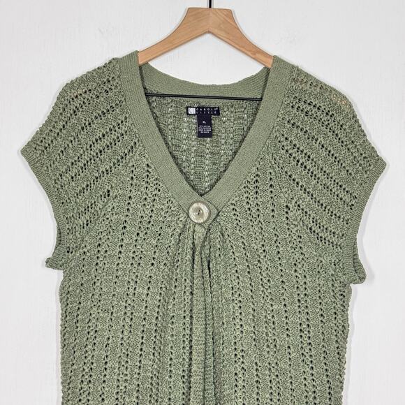 Carole Little Cardigan Sweater Womens XL Green Boho Cottagecore Fairy Goblin Y2K - Picture 3 of 8